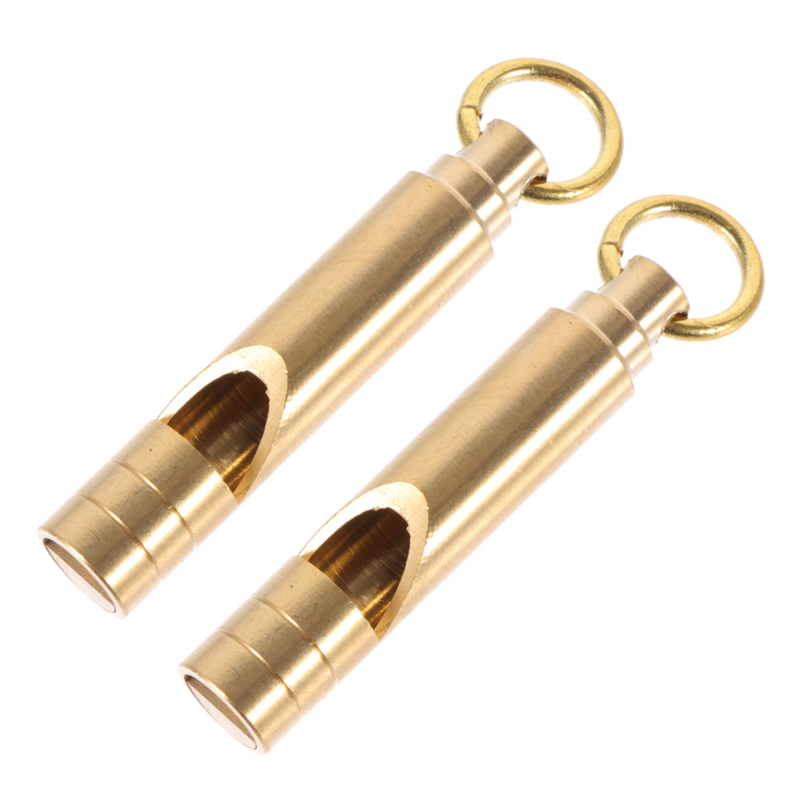 Mikikit 2pcs Brass Whistle Keychain Waterproof Whistle Referee Whistle Portable Whistle Outdoor Searching Whistle Retro Brass Whistle Survival Whistle Outdoor Whistle Pendant Decor Golden