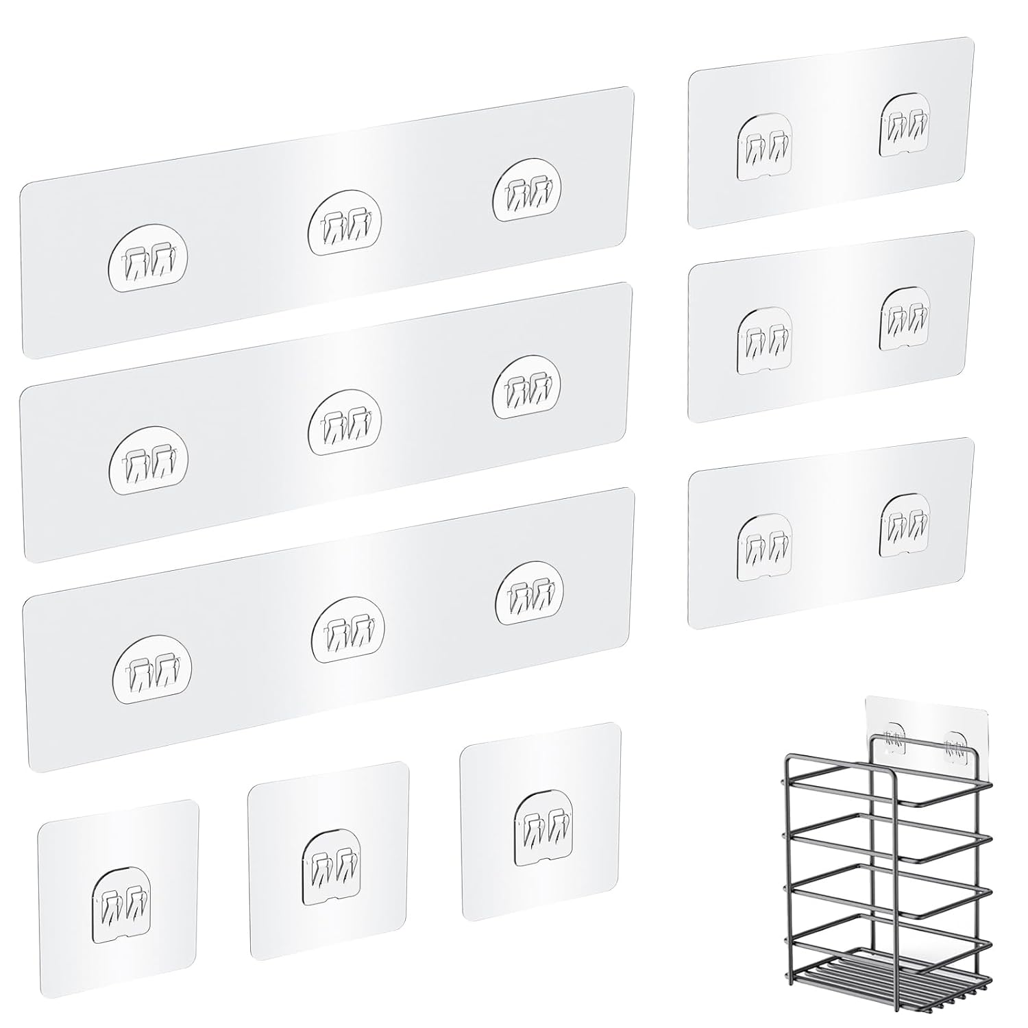 Vekniqo Adhesive Replacement Compatible with Eudele-3 Hooks No Drilling Strong Adhesive for Shower Caddy Big 9 Packs