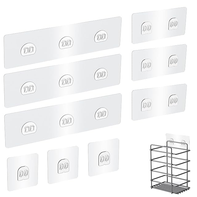 Vekniqo Adhesive Replacement Compatible with Eudele-3 Hooks No Drilling Strong Adhesive for Shower Caddy Big 9 Packs