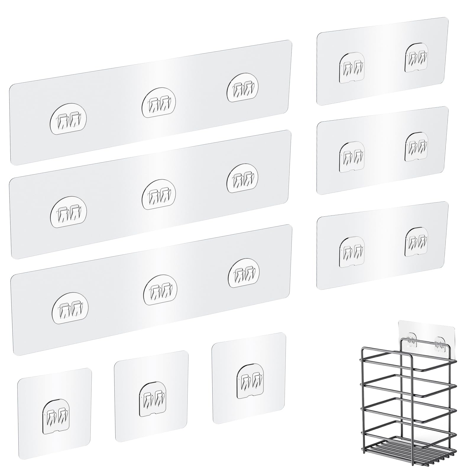 Vekniqo Adhesive Replacement Compatible with Eudele-3 Hooks No Drilling Strong Adhesive for Shower Caddy Big 9 Packs