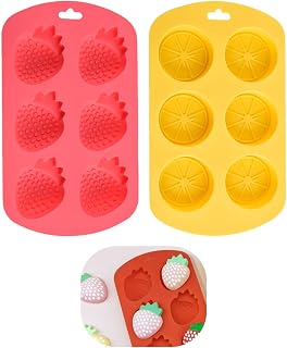 Fruit Theme Silicone Molds, 2 Pack Strawberry & Lemon Gummy Molds Set