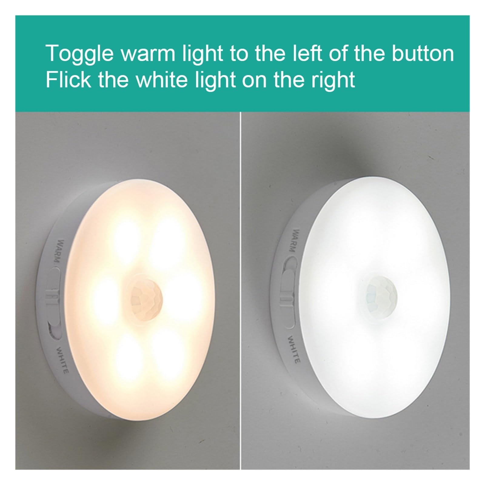 Luces Bajo Armario Lámpara De Noche Luz LED Con Sensor Movimiento, Luces Nocturnas PIR Recargables, Iluminación For Armario, Escalera, Interior, Baño(Warm White,6pcs)