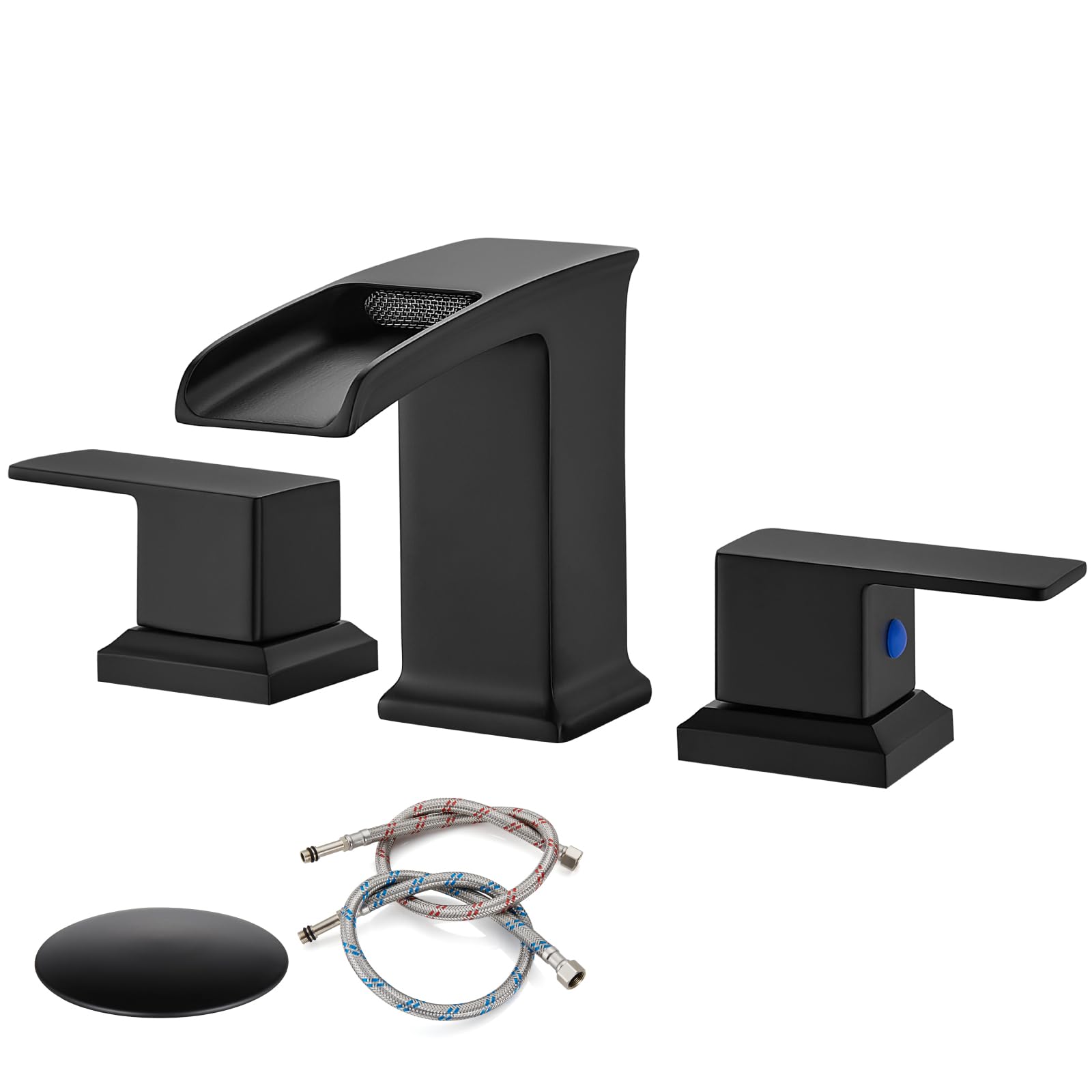 Buy gotonovo Matte Black Widespread Waterfall Bathroom Faucet 8 inch