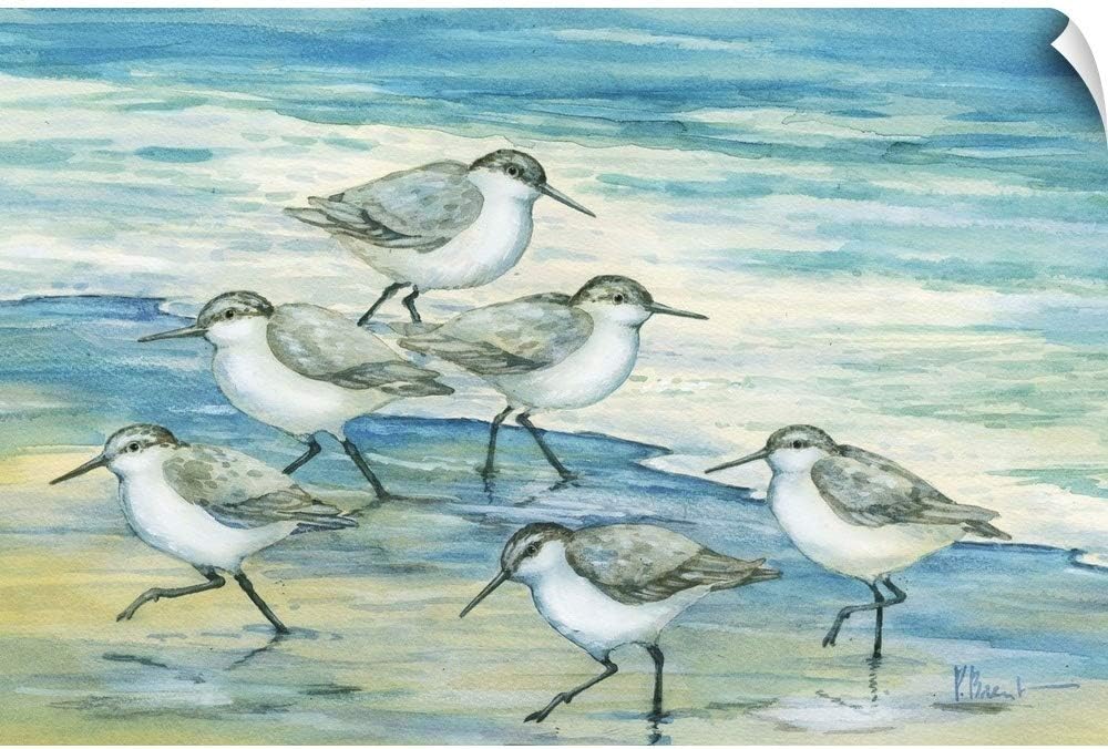 CANVAS ON DEMAND Surfside Sandpipers Wall Decal, Bird Artwork