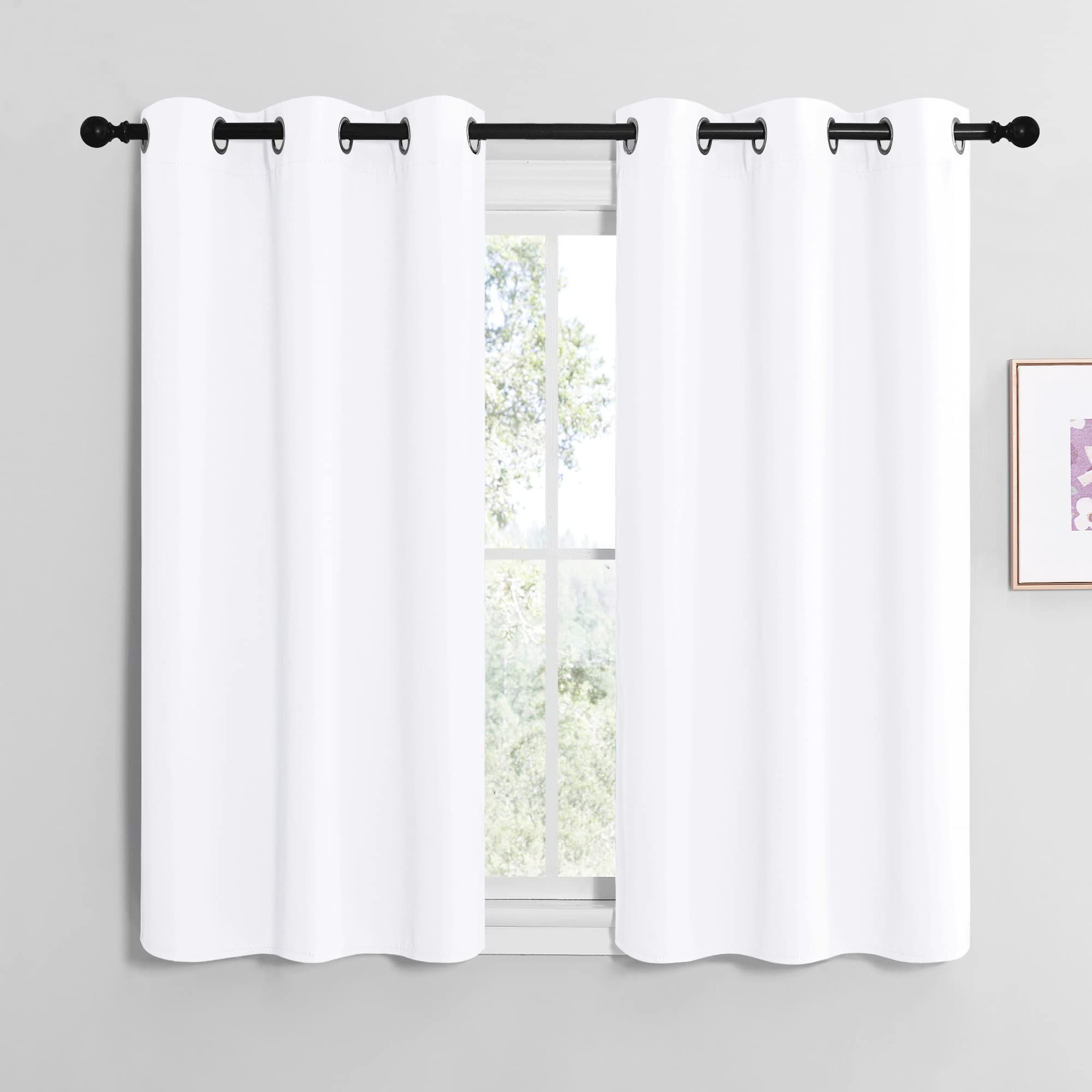 NICETOWN White Window Curtain Panels 48 inch Length, 50% Light Blocking Curtains for Bedroom & Dining Room Window (Set of 2, 42 inches x 48 inches)