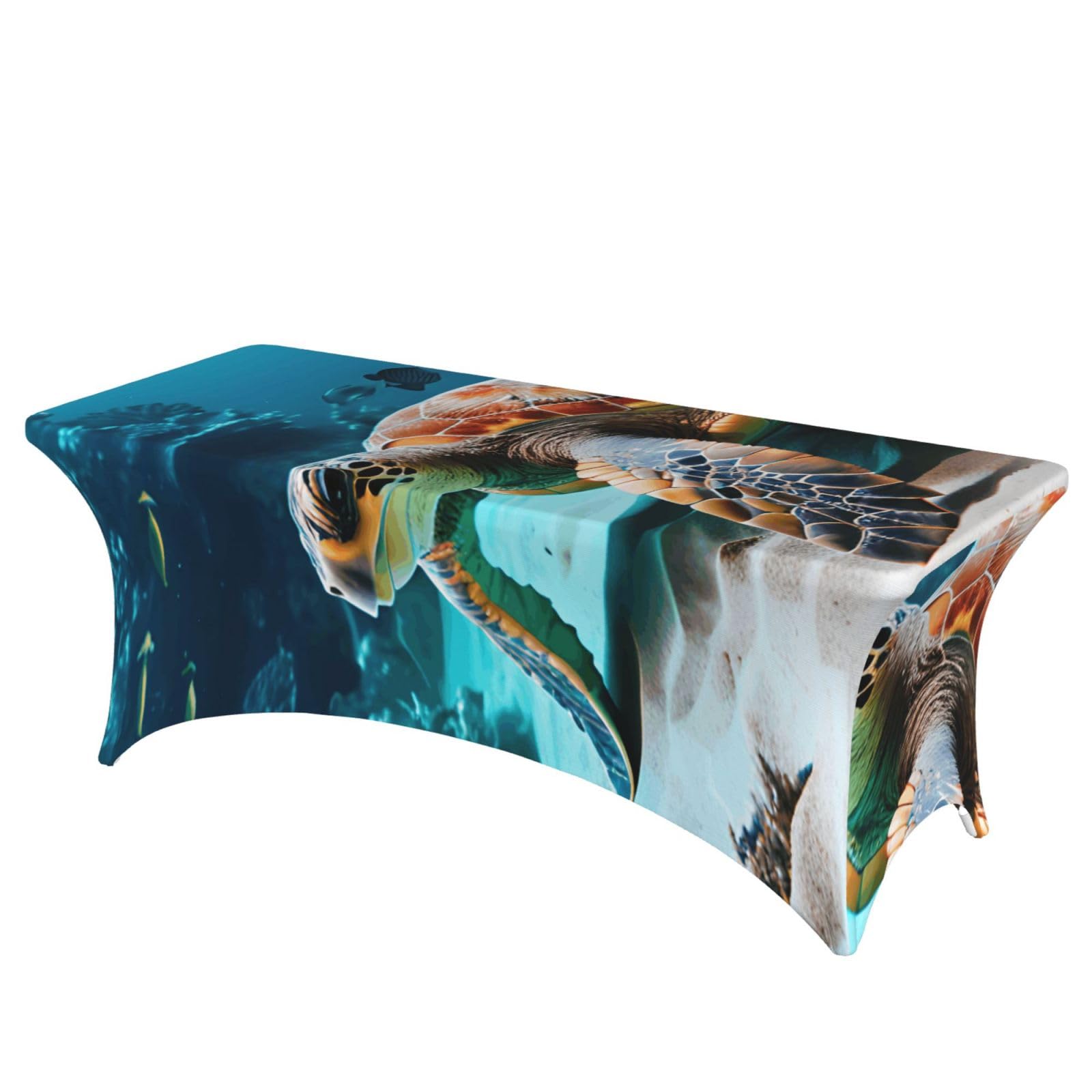 AYYQWE Sea Turtle Print Elastic Rectangular Tablecloth For Banquet Outdoor Picnics Office Table Cover