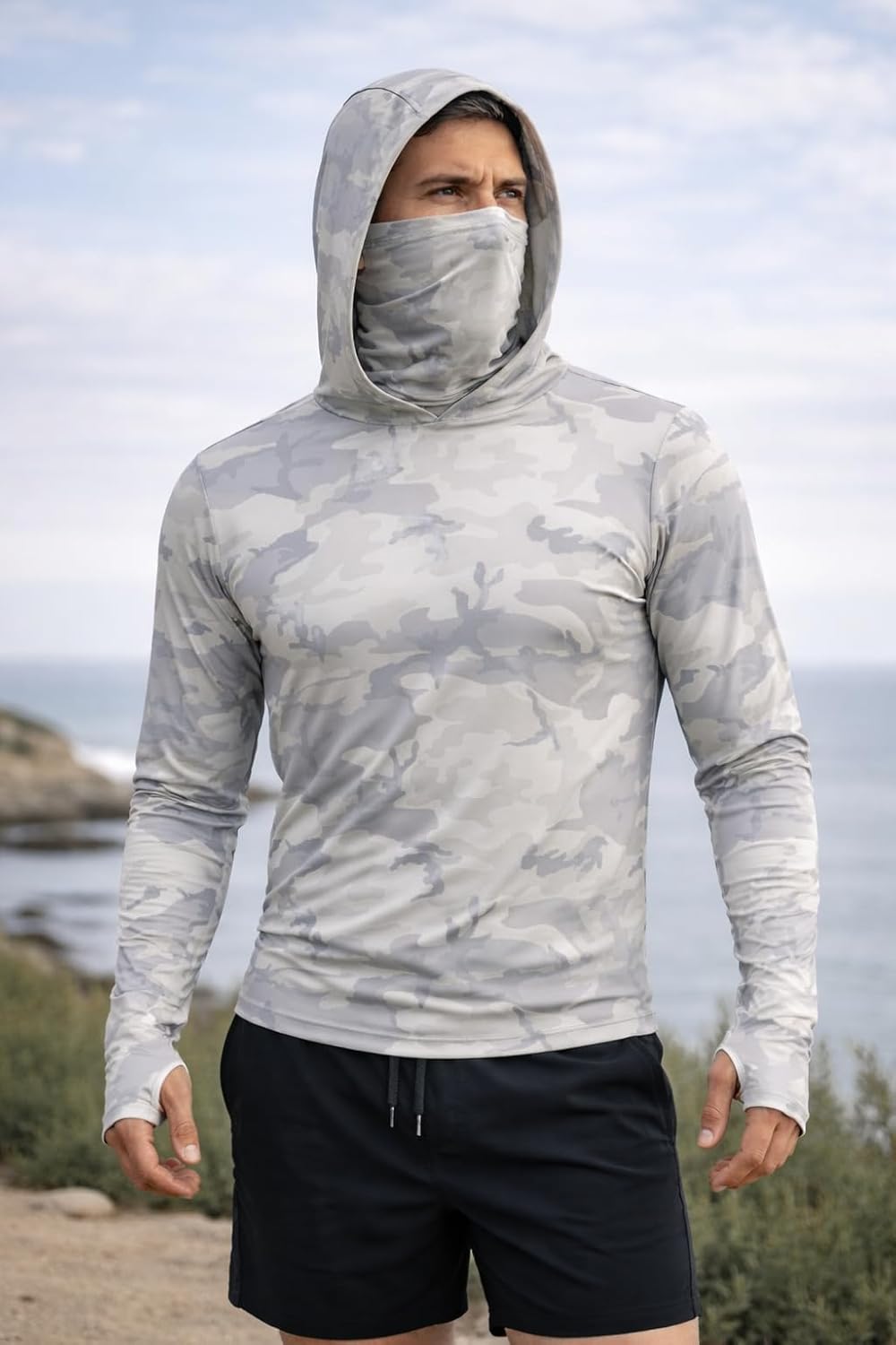 CAMOUDOME - Long Sleeve UV Protection Hoodie Hiking Rash Guard Swimming Running