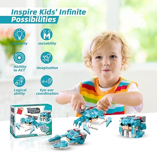 Miniatura 5 de Aopek Bloques de construcción, 140 piezas de juguetes transformadores de cubo de cangrejo, juegos de construcción 2 en 1, juguetes educativos de