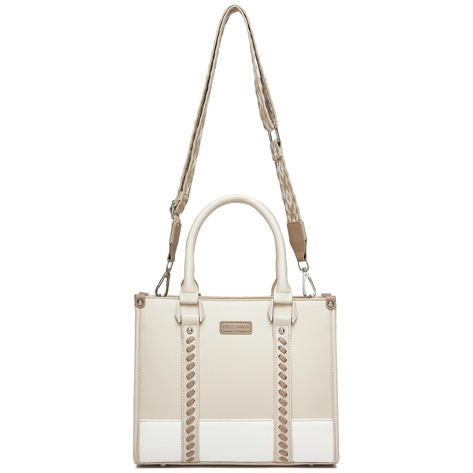 Miss Lulu Sac Cabas Femme,Sac à Main Bandoulière en PU avec Sangle Tressée,Parfait pour l'École,le Travail & la Vie Quotidienne