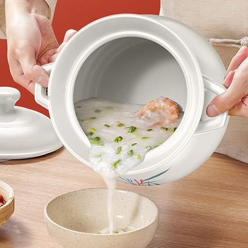 Miniatura 5 de Hemoton Horno de estufa Olla de cerámica para estofado Olla de sopa, cazuela, olla de horno, olla de barro, olla de barro, utensilios de cocina de