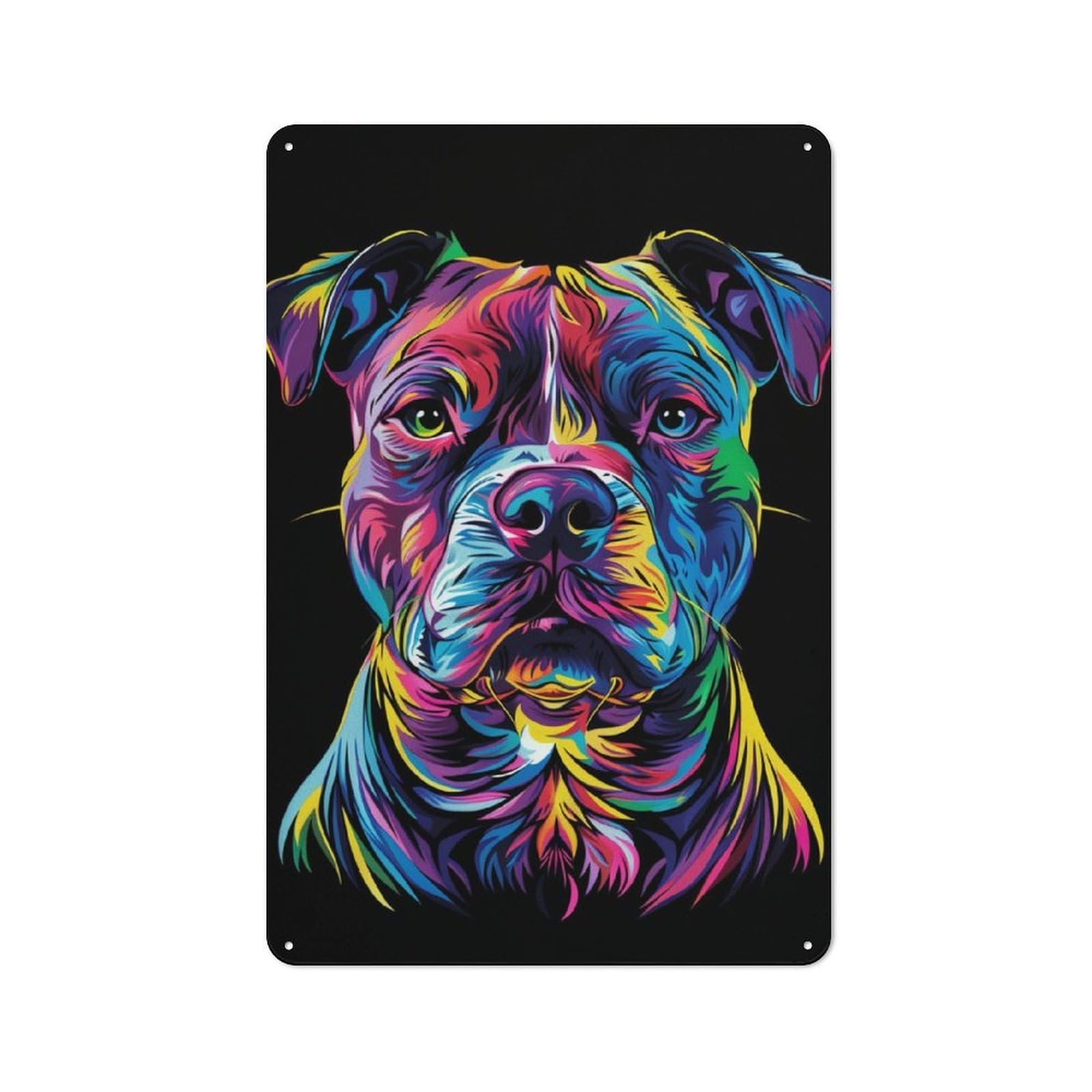 Junmoney Colorful Pitbull Dog Pit Bull Metal Sign 30X20cm With For Hallway Wall, Rustic Decor, For Furnishing A New Hallway With Rustic Decor