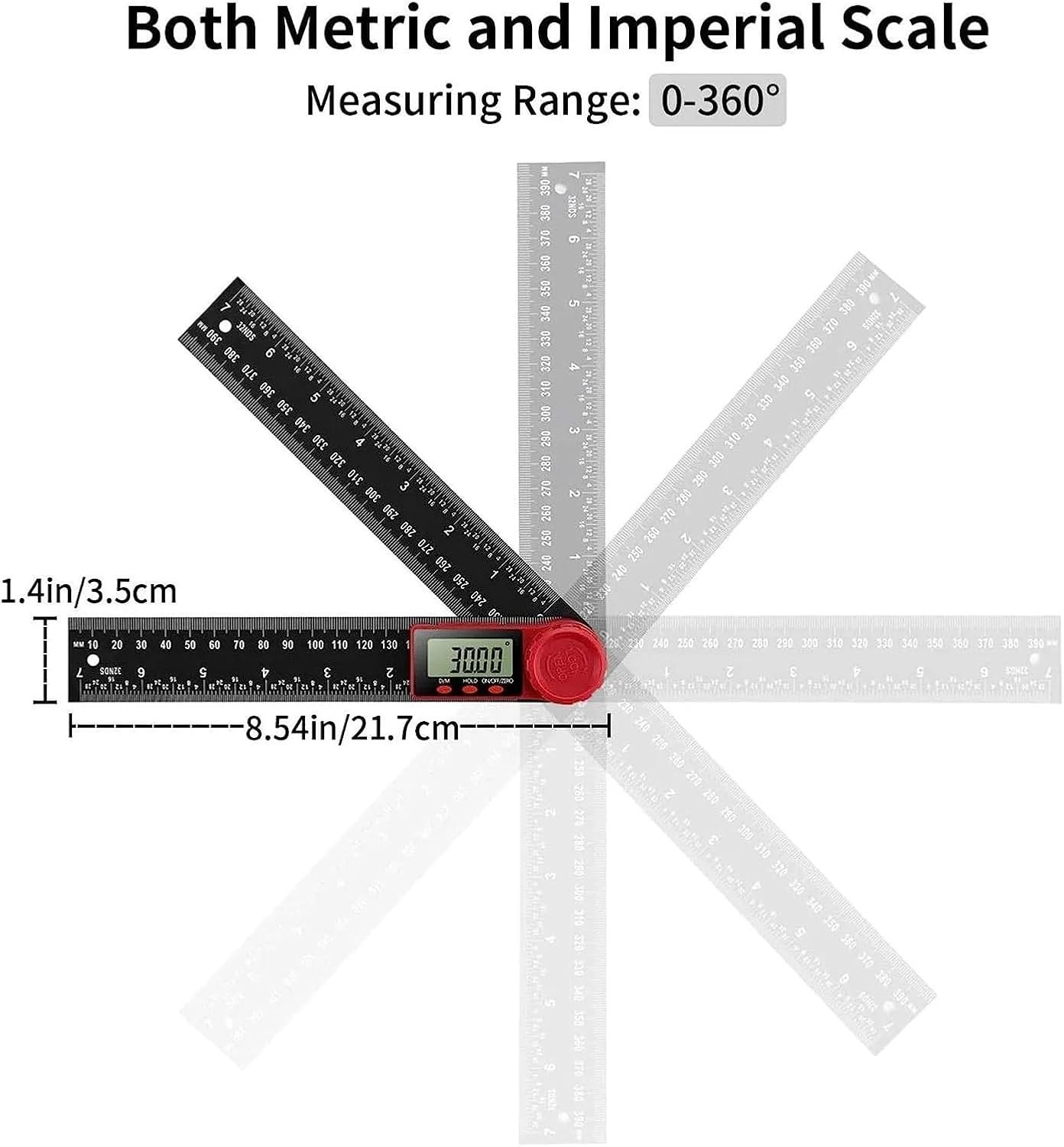 2 In 1 Angle Measurement Tool Digital Protractor 0-200mm, 0-300mm(0-300mm)