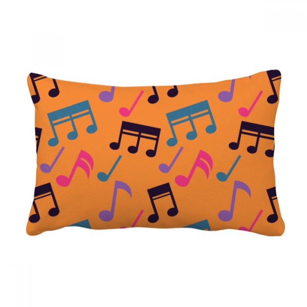 Coussin lombaire orange aux notes de musique multicolores grand format rectangulaire 40x60