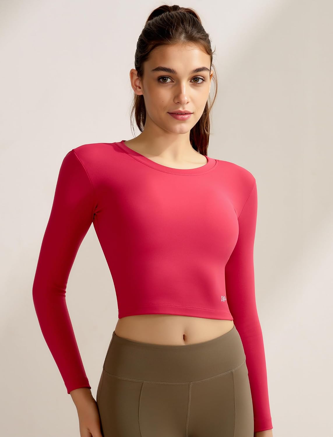 Yvette Womens Backless Long Sleeve Crop Tops Slim Fit Shirts for Yoga