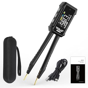 DM103 LCR Meter Tweezer, 0.5% High Accuracy Digital SMD Tester for Inductance Capacitance Resistance, 10KHz Adjustable Frequency with Calibration