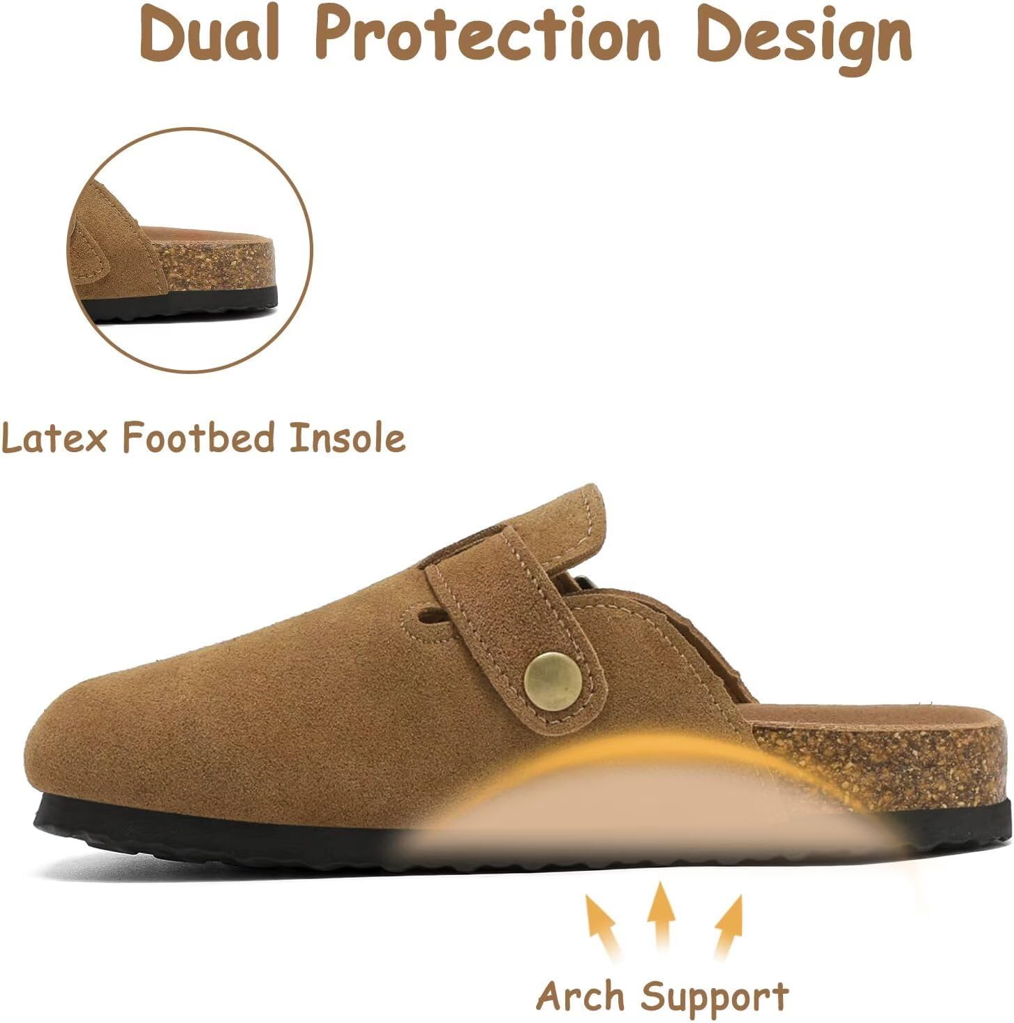 Kids Suede Clogs Boys Girls Mules Cork Genuine Leather Sandals with Adjustable Buck... - Image 4