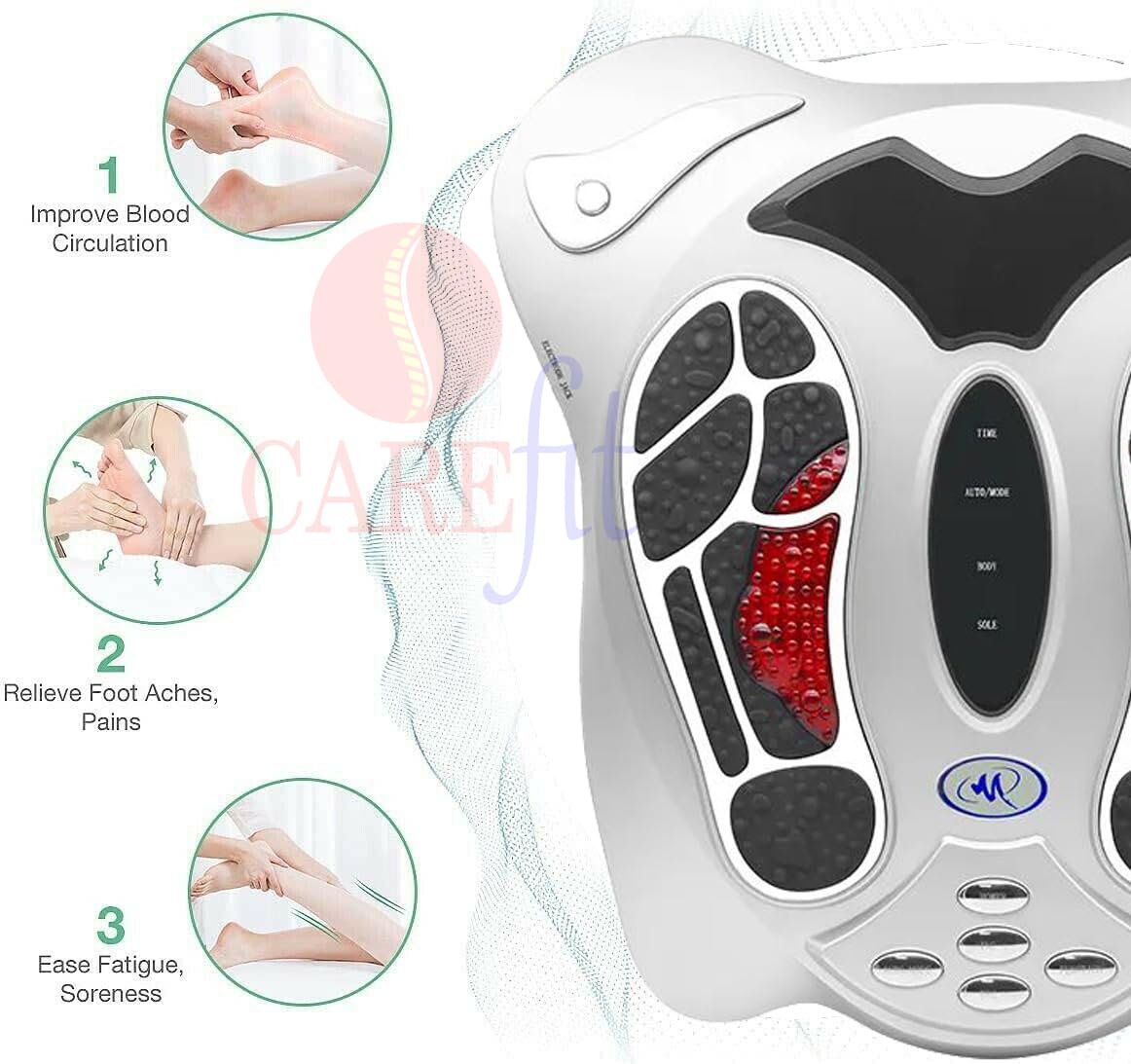 Carefit Foot Acupressure Stimulator Heated EMS Blood Circulation Foot Massager Vericose Veins Electromagnetic Pulse Wave Therapy for Home & Office Use Carefit Foot Acupressure Stimulator Heated EMS Blood Circulation Foot Massager Vericose Veins Electromagnetic Pulse Wave Therapy for Home & Office Use