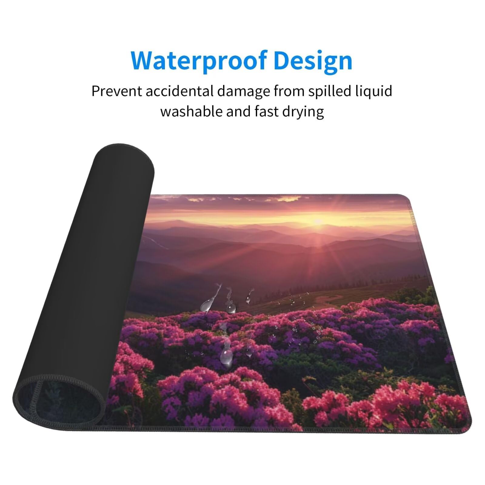 Alfombrilla de Ratón Gaming Grande XXL 1000x500x4mm con Bordes Cosidos, Tela de Micro Tejido, Base Goma Antideslizante y Mouse Pad, para Teclado Jugadores Escritorio, PC, Oficina Flores Moradas Y6551