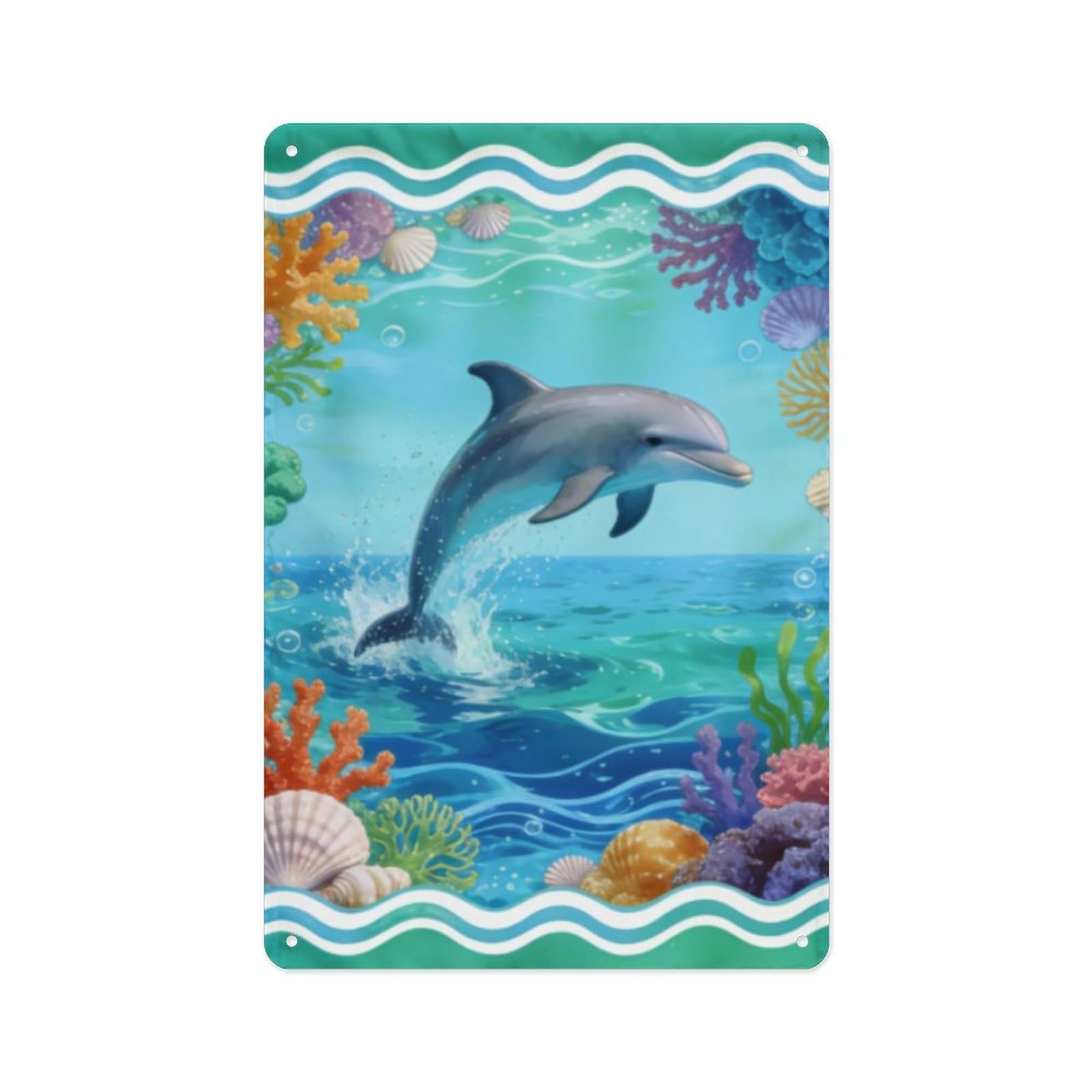 Fekiloot Style Dolphin Leap Garden Wall Decor Metal Signs Tin Signs Poster