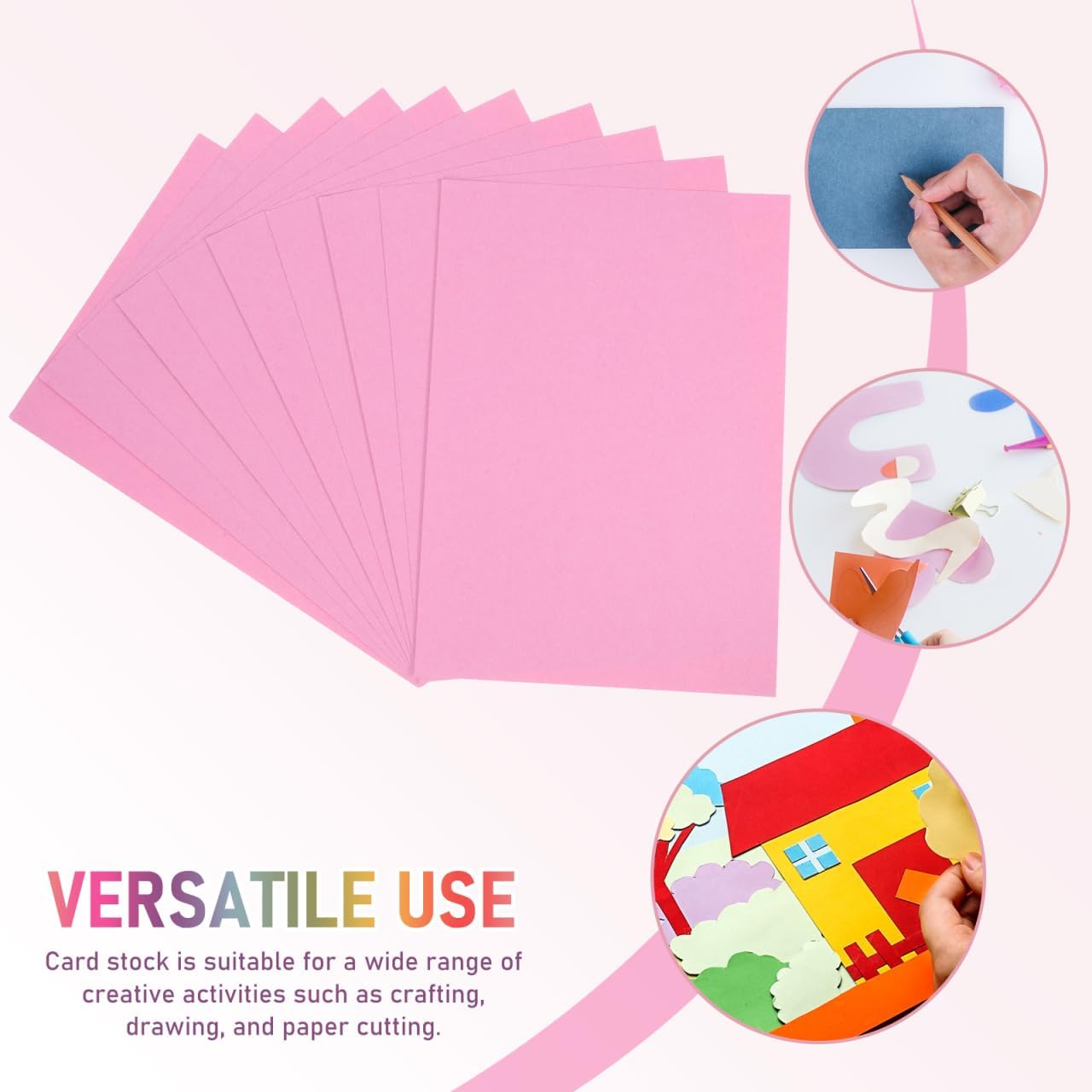KALLORY 100 Pcs Pink Cardstock Thick Paper Heavy Cards Stock for DIY Crafts Cards Making Invitations Scrapbook Supplies