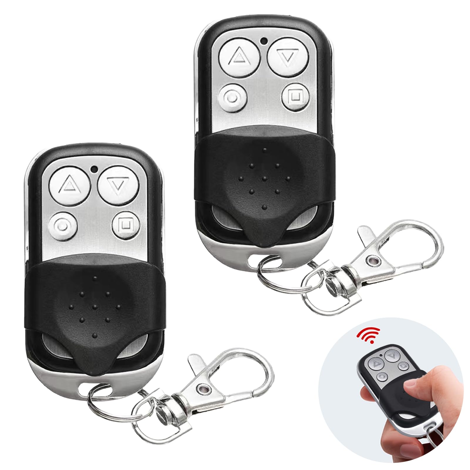 2 Pcs Universal Automatic Gate Remote Control, 433MHz Copy Remote Opener Garage Door Remote Control Fob, Wireless Garage Door Opener Cloning Key Fob with 4 Buttons for Car Garage Door Gate (Set B)-image-2
