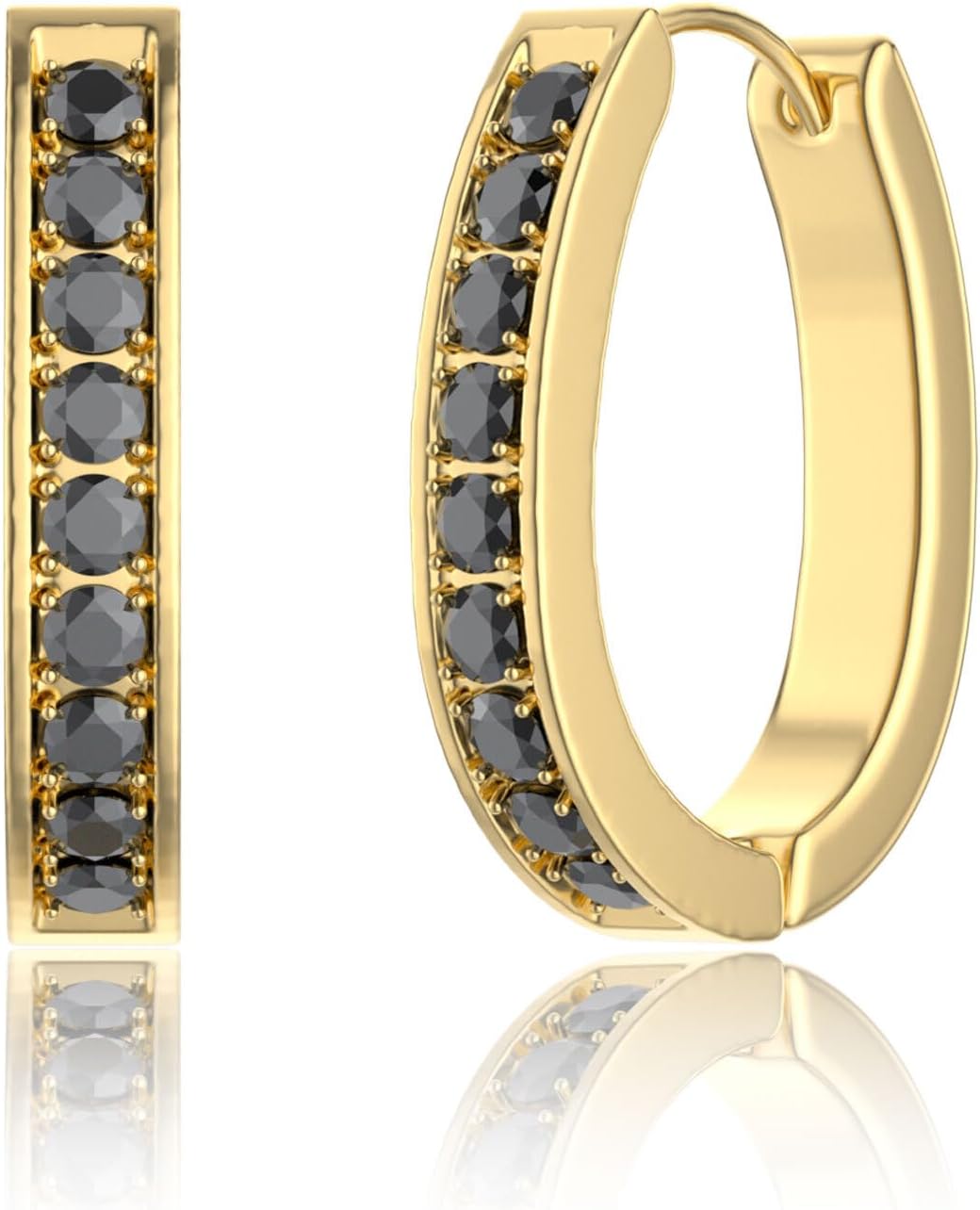 Gold Hoop Earrings for Women & Men 316L Hypoallergenic Stainless Steels Cubic Zirconia Hoops Earrings 14K Real Gold Plated Earrings CZ Earring Fashion Gift