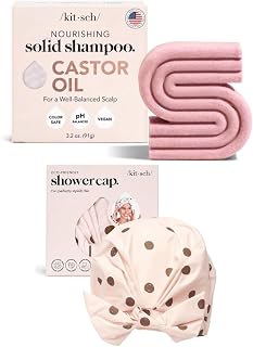 Kitsch Hair Growth Castor Oil Shampoo Bar and Luxury Shower Cap with Discount