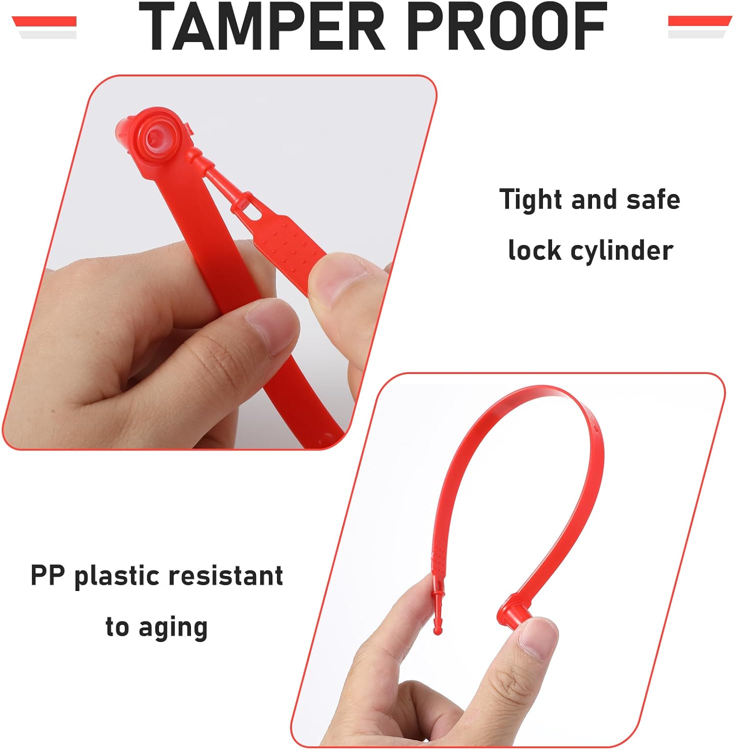 200 Pack Red Plastic Seals Bulk Truck Trailer Seals Numbered Security Tags Tamper Evident Tags Safety Ties Plastic Locks for Cargo Container Shipping Transport, Tamper Resistant - Image 3