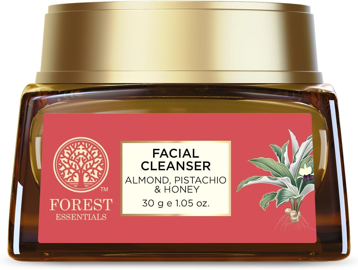 Forest Essentials Deeply Nourishing Facial Cleansing Paste Almond, Pistachio & Honey Face Scrub for dry skin To clear pores for smooth skin | Face Exfoliator For Women & Men 30 g