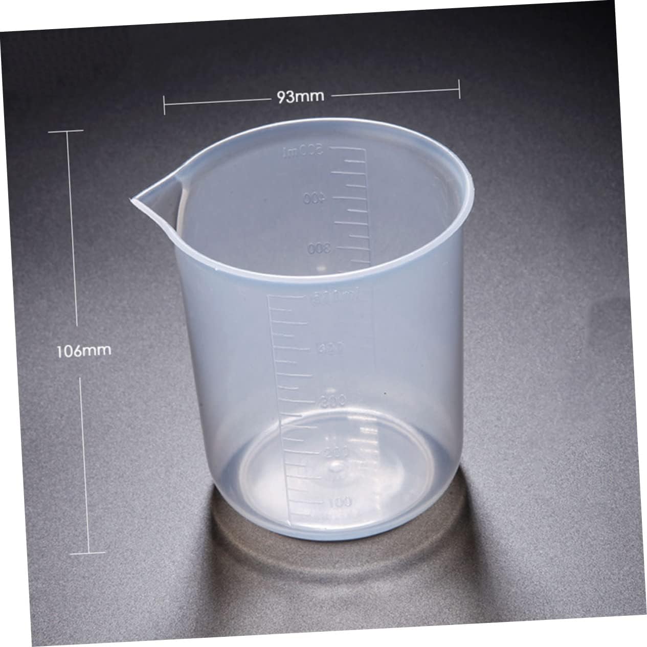 Gatuida 5pcs Plastic Beaker Cups Graduated Measuring Cups for Lab Baking and Household Use