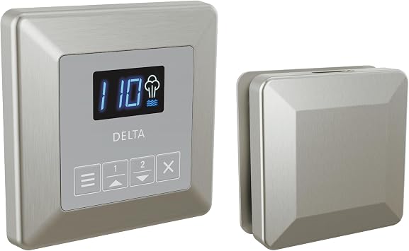 Delta SteamScape Classic Square Steam Shower Kit Brushed Nickel, Steam Shower System Kit, Lumicoat Stainless 5CH-250T-SS-PR Generator Not Included