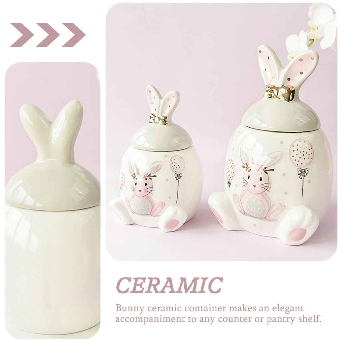 Contenitore in Ceramica per Alimenti 1000ml a Forma di Coniglietto, Barattolo per Spezie e Bustine di Tè, Conservazione Salvaspazio per Cucina e Dispensa