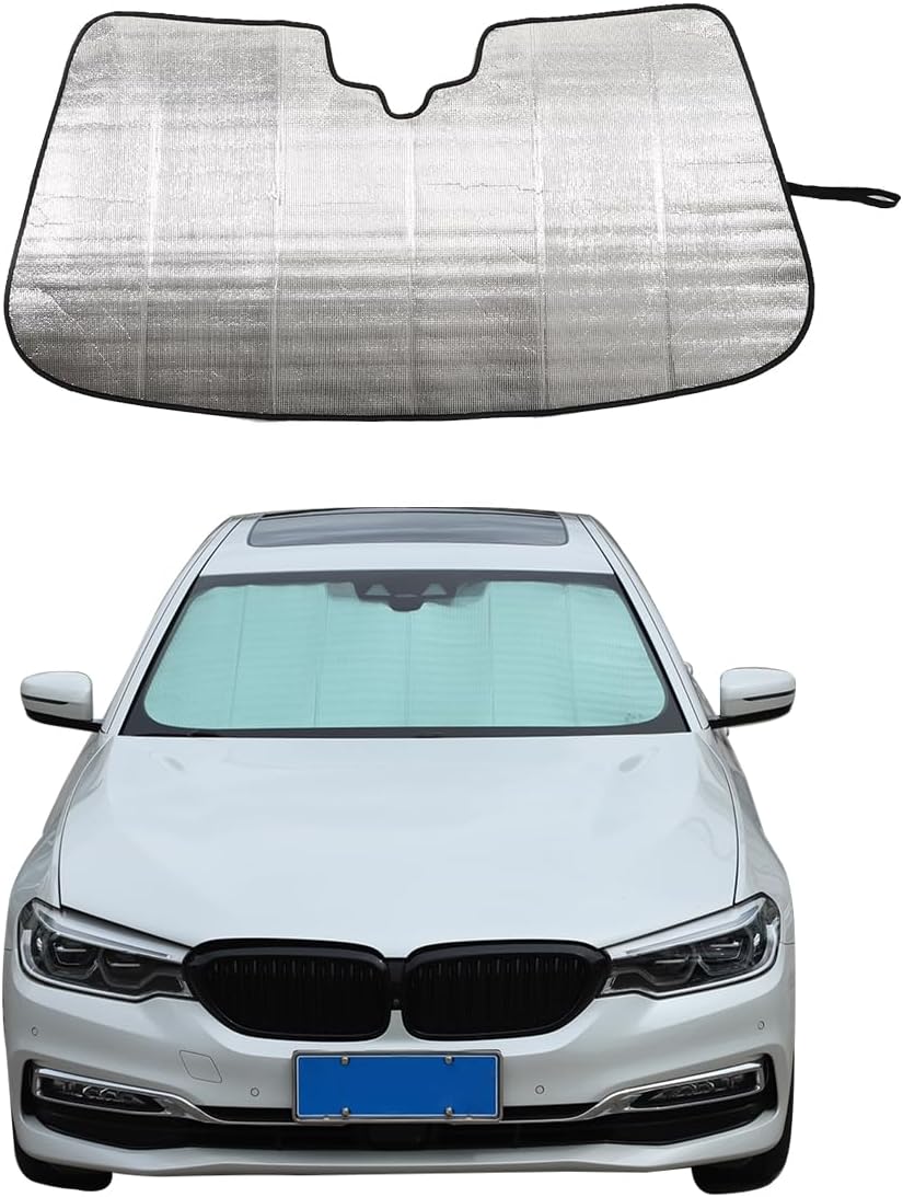 Car Windshield Sunshade Compatible with BMW 5-Series G30 G31 525i 525xi 528i 528xi 530i 530e 530xi 535i 535xi 545i 550i 2018-2023 Front Window Foldable Sun Shade UV Protection Visors (Regular Version)