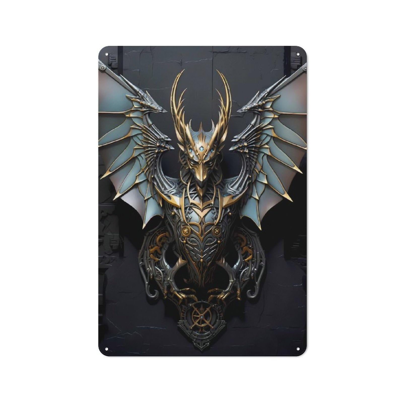 Junmoney Style-21 Devil Dragon Art Deco Retro Metal Sign 30X20cm For Living Room Or Hallway, For Kitchen, Dining Room And Home Bar Wall Decor