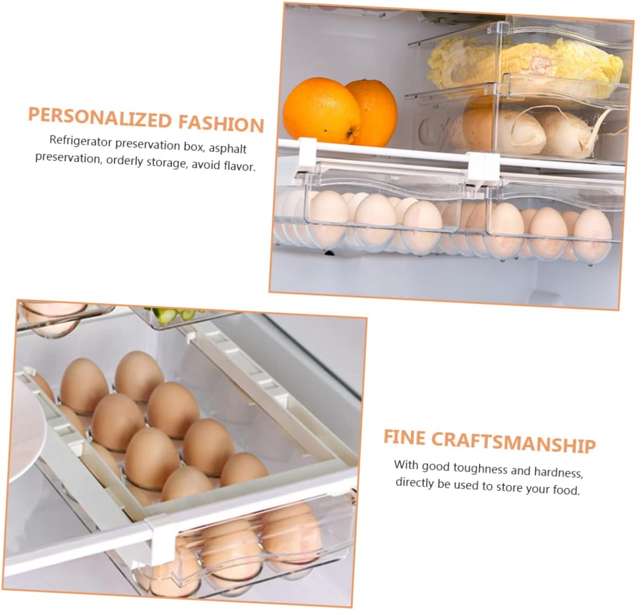 Refrigerator Storage Box Drawer Design Space-saving Organizer for Fridge Multifunctional Food Storage Holder for Vegetables Kitchen