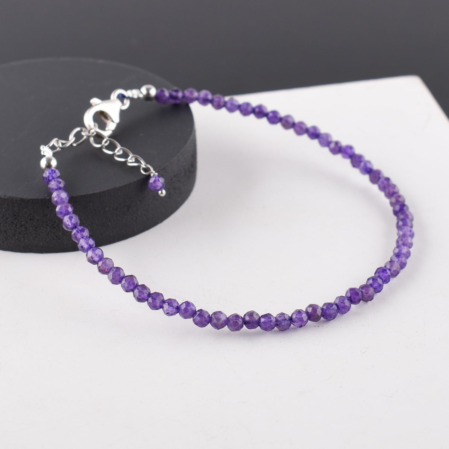 InfinityGemsArt Natural Stone Beads Dainty Bracelet Jewelry for Women, Crystals and Gemstones Birthstone 925 Sterling Silver Chain 8 inch Gifts For her - Image 5