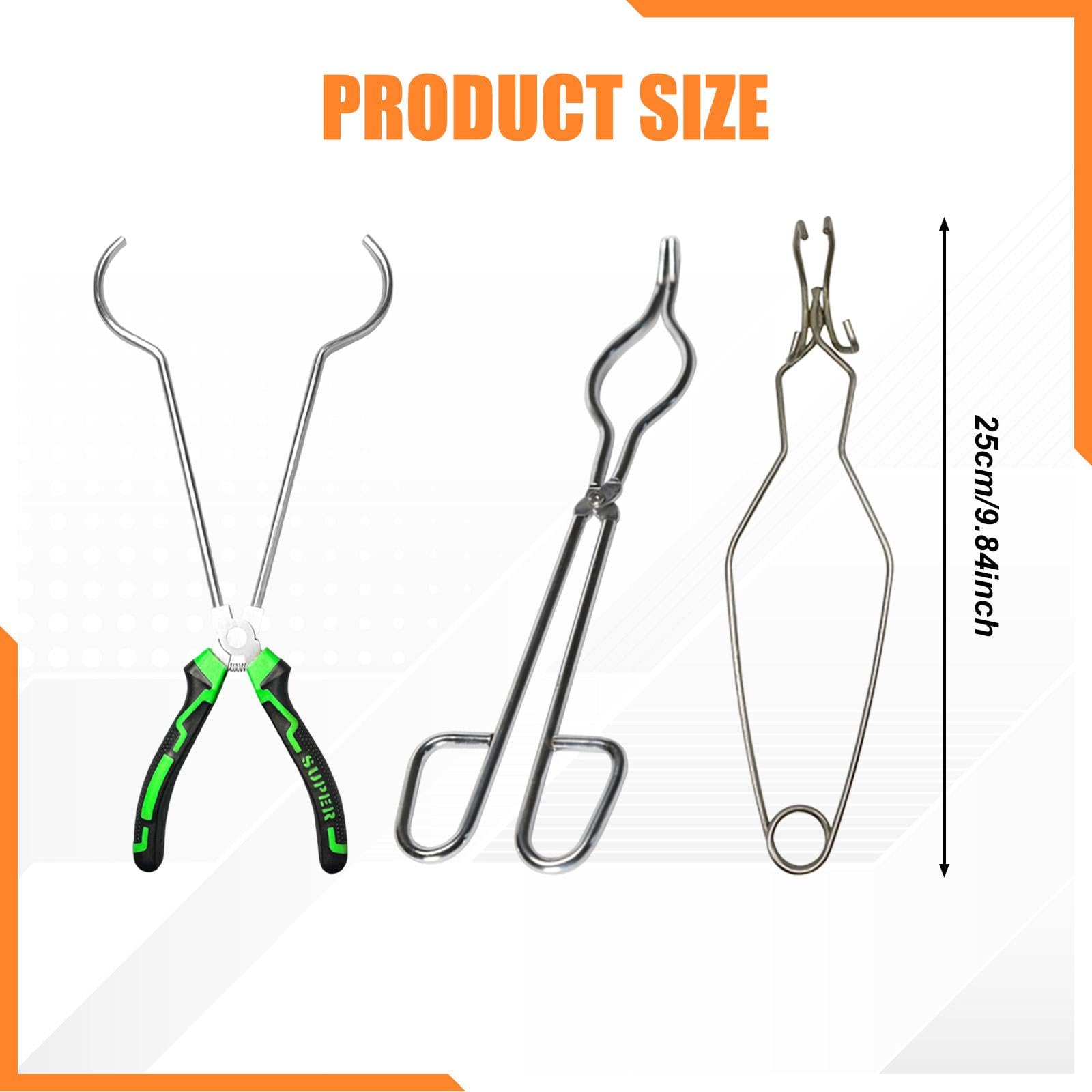 rockible Set di 3 pinze per crogiolo per la Fusione dei Metalli, ergonomiche, Resistenti e pratiche, Ideali per la creazione di Gioielli.