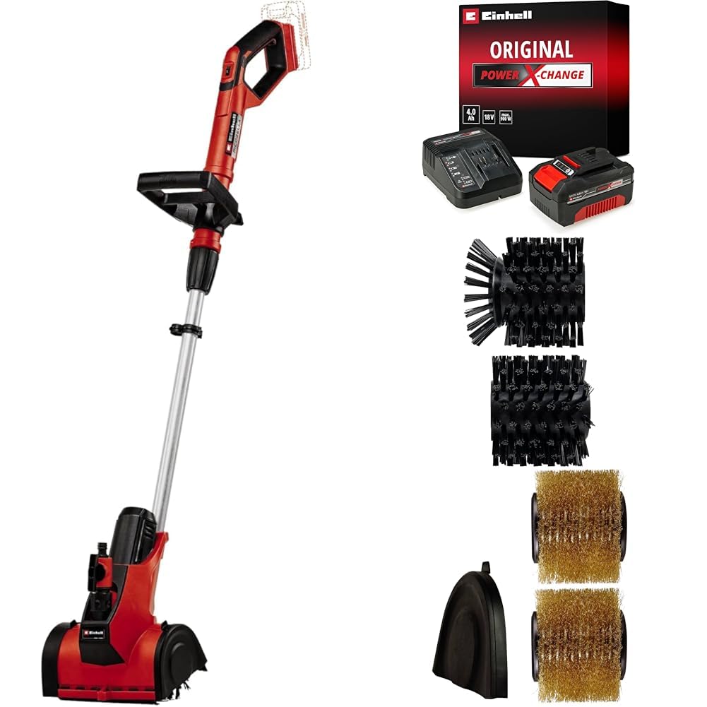 Einhell PICOBELLA 18/215, Akülü Yüzey Temizleyici + 18V 4,0 Ah PXC Starter Kit, Akü ve Şarj Cihazı + Picobella Yedek Fırça - Orta + Picobella Yedek Fırça - Sert