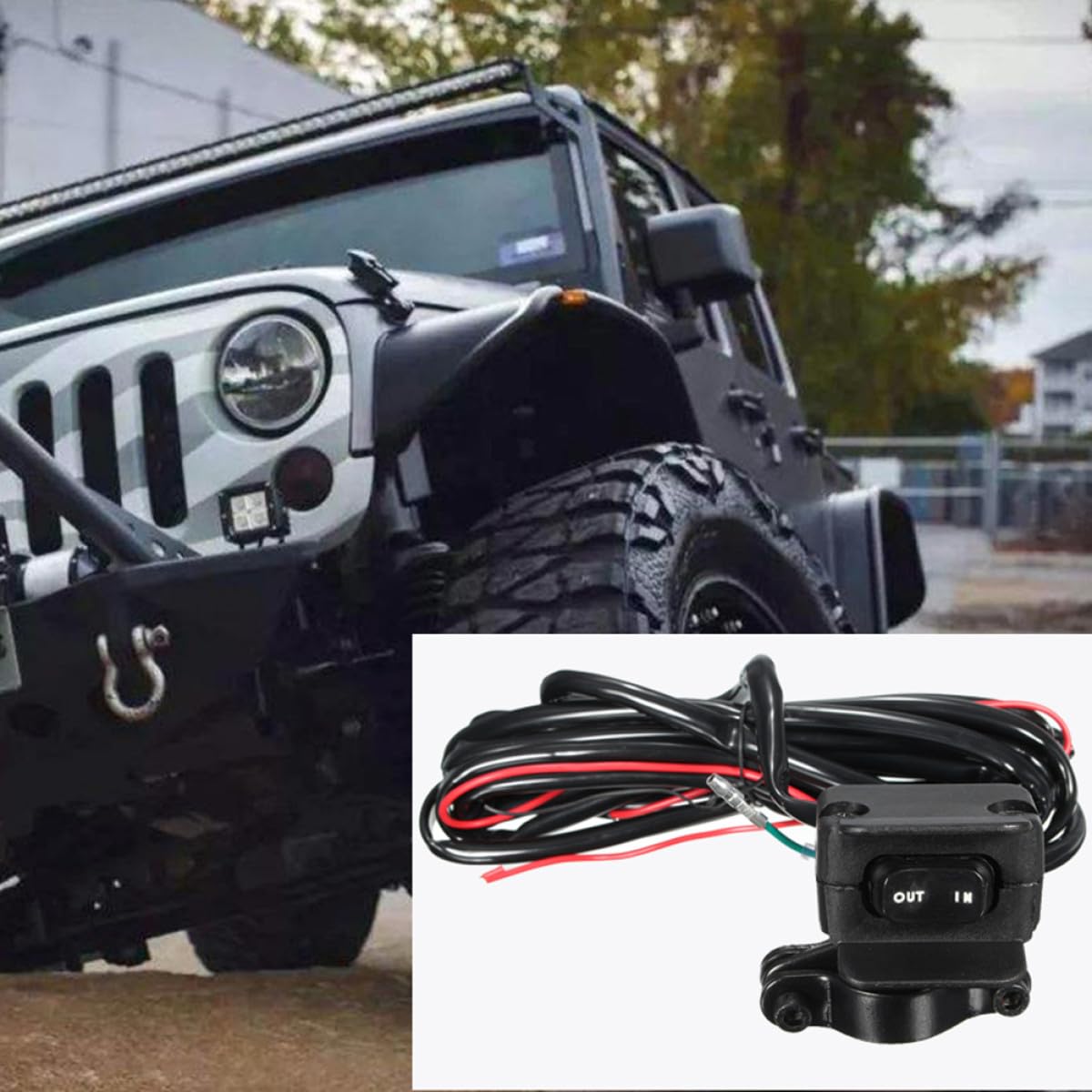 ibasenice Interruttore Verricello Elettrico per Fuoristrada Cavo da 3 Metri, Materiale Abs e Metallo, Leggero e Facile da Trasportare per Modifica Veicoli Off-road
