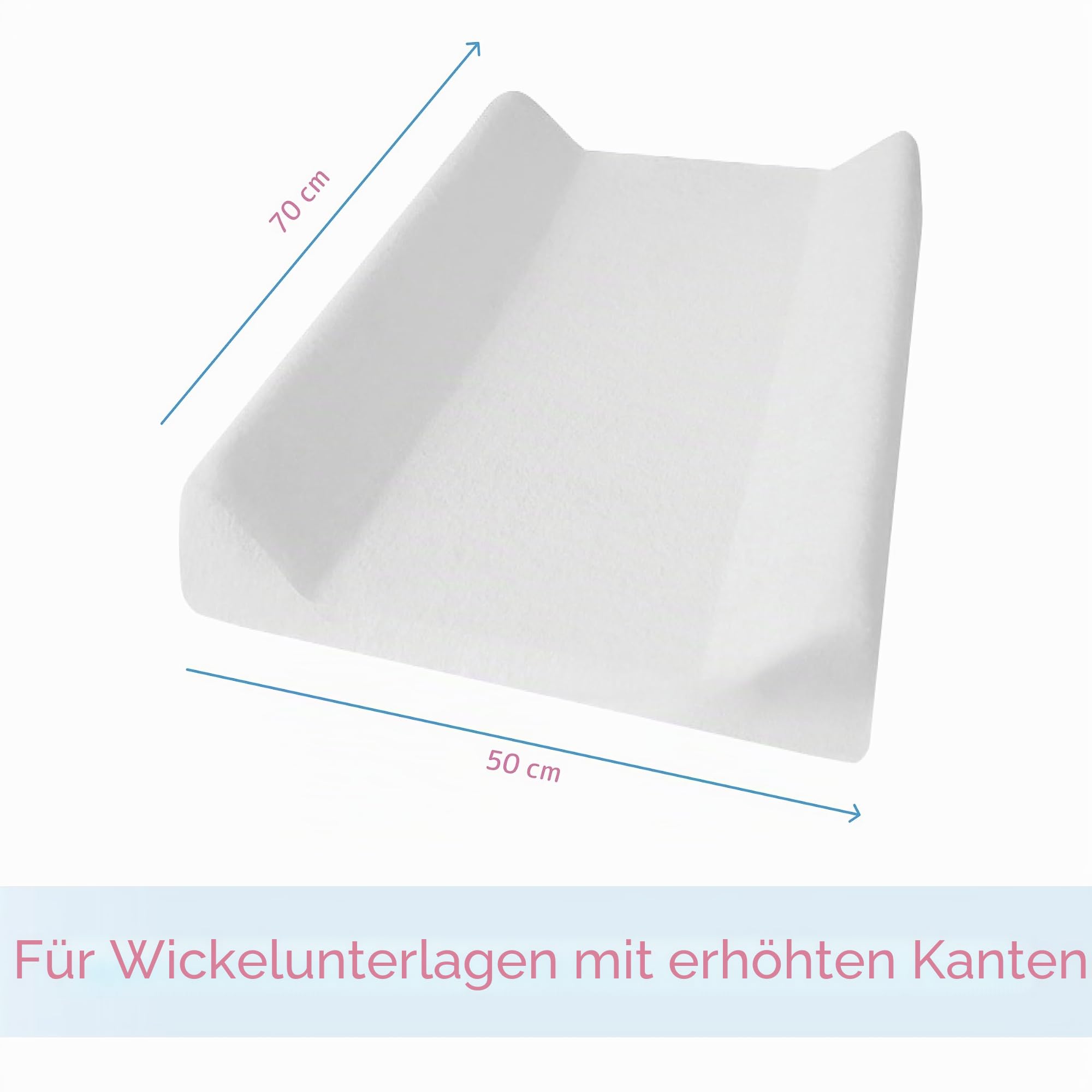 Frottee/Protektor für Wickelauflage mit erhöhtem Rand - Weiß