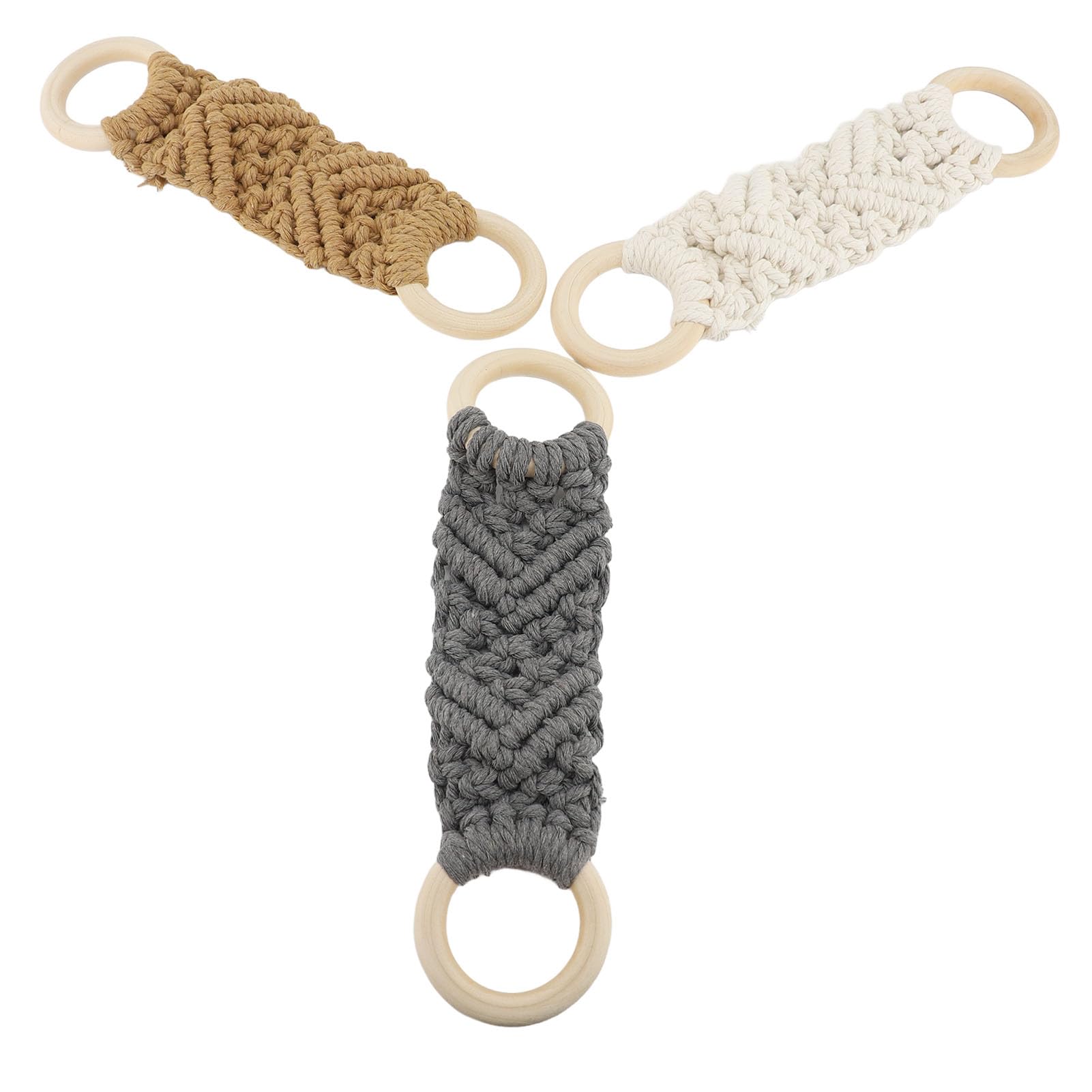 Generic Woven Towel Hanger, Cotton Yarn Weaving Versatile Usage Hanging Towel Holder 3PCS for Hotel Bathroom