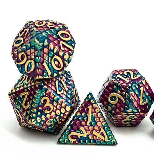 Chromic Dragon Scale Dnd Metal Dice Set For Dungeons And Dragons Gifts, D&D, D And D, Pathfinder, Accessories, D20, Polyhedral, Resin Dice, Metal, Dice Tray, Tower, Bag, Box #TOP2