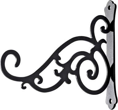 2 Pieces 8-Inch Outdoor Decorative Iron Wall Hooks for Hanging Lanterns Indoor Plants Hummingbird Feeders, Black