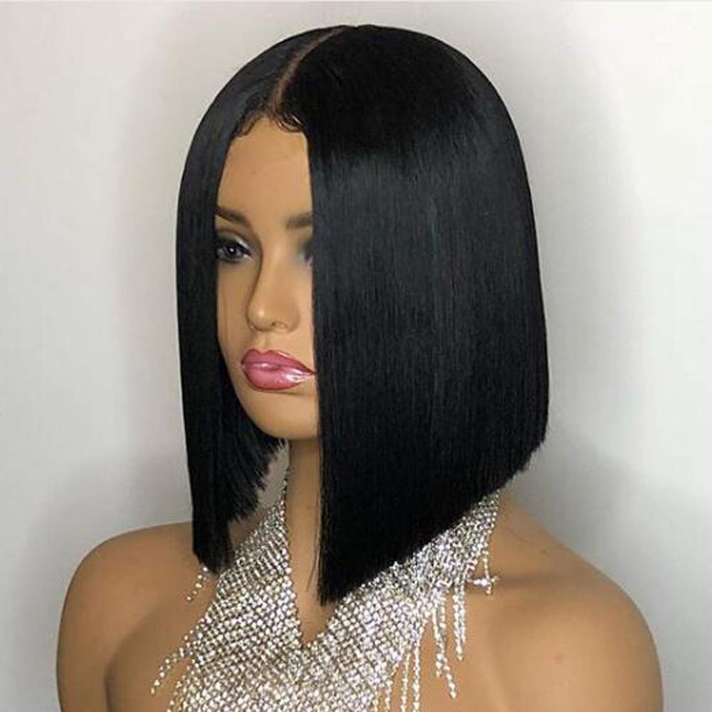 Amazon.com : Middle Part Lace Front Short Bob Wigs Virgin  display picture 3