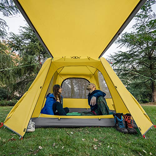 Kazoo Camping Tents 3 Person Waterproof Instant Tents 3 People Cabin Tent Easy Setup With Sun Shade Automatic Aluminum Pole #TOP1