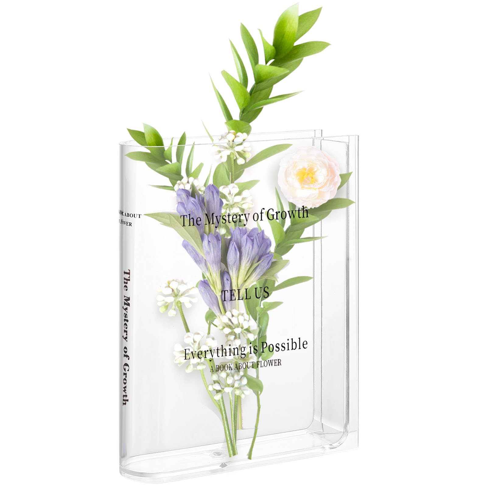 Decorative Vases, Book Vase, Flower Vases, Tulip Book Vase, Transparent Acrylic Flower Vase for Home, Office, Bedroom, Living Room, Desk, Bookshelf Decoration