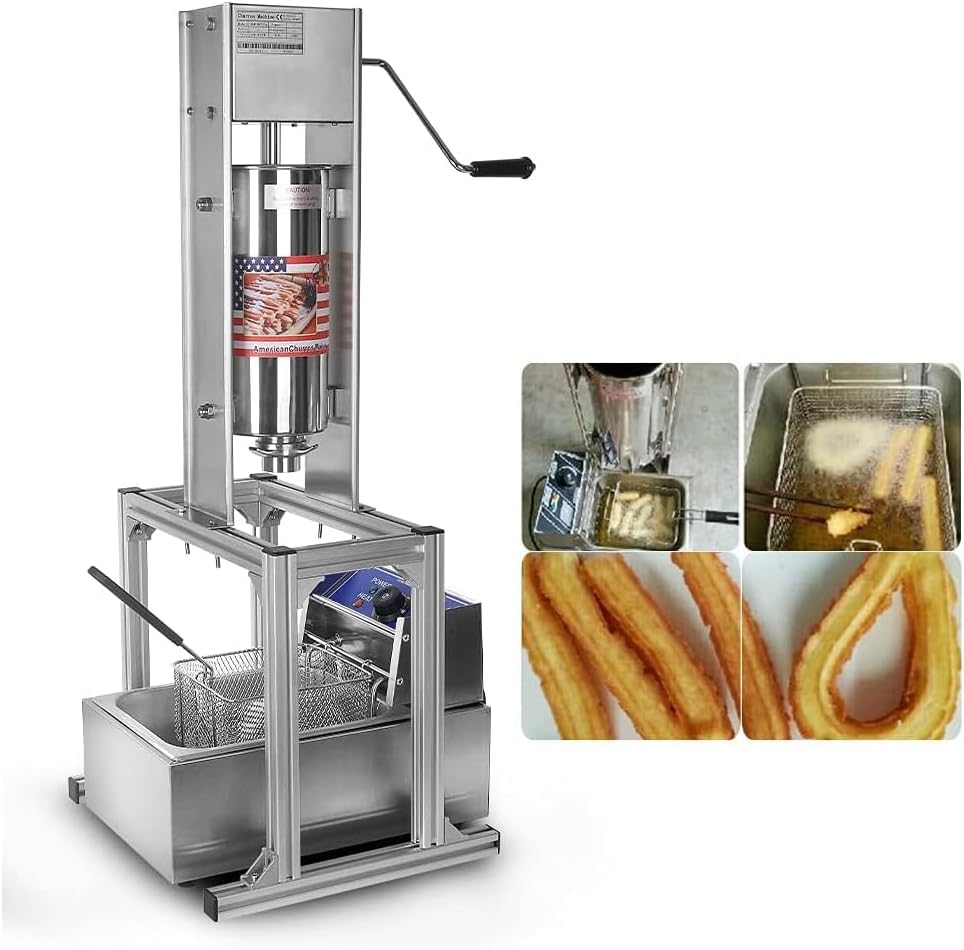 Churros Maker, macchina commerciale manuale verticale da 5 litri, con friggitrice elettrica e supporto per uso domestico e ristorante