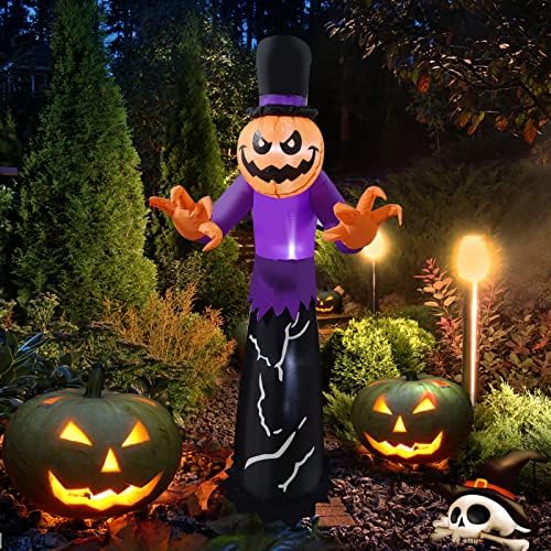 Halloween Inflatables Decorations, 6FT Pumpkin Witch Halloween Decorations Outdoor with Built-in LED Lights, Halloween Home Decor for Yard, Lawn, Garden