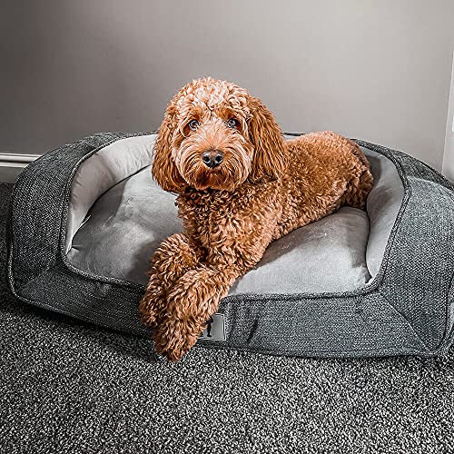 allpetsolutions Duke Dog Bed Luxury Memory Foam Orthopaedic Washable Large Grey Sofa Dog Bed - 88 x 70 x 22cm - with Removable Cover & Non Slip Bottom - Image 4