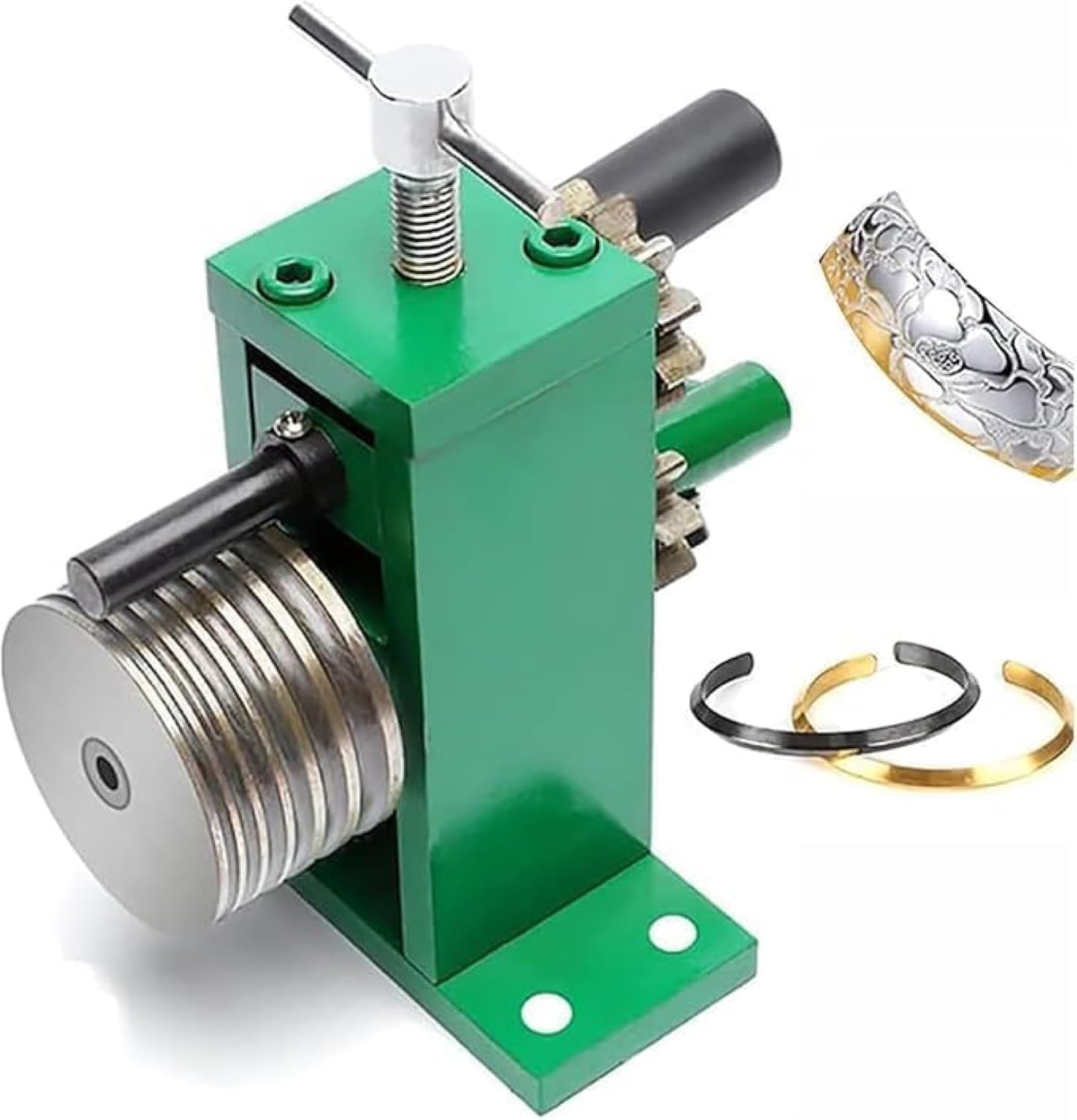 Molino manual de joyería, 6 ranuras (0,3-0,85 mm), rodillo de hierro de 65 mm para doblar pulseras y anillos, herramienta de formación de metal dorado/plateado